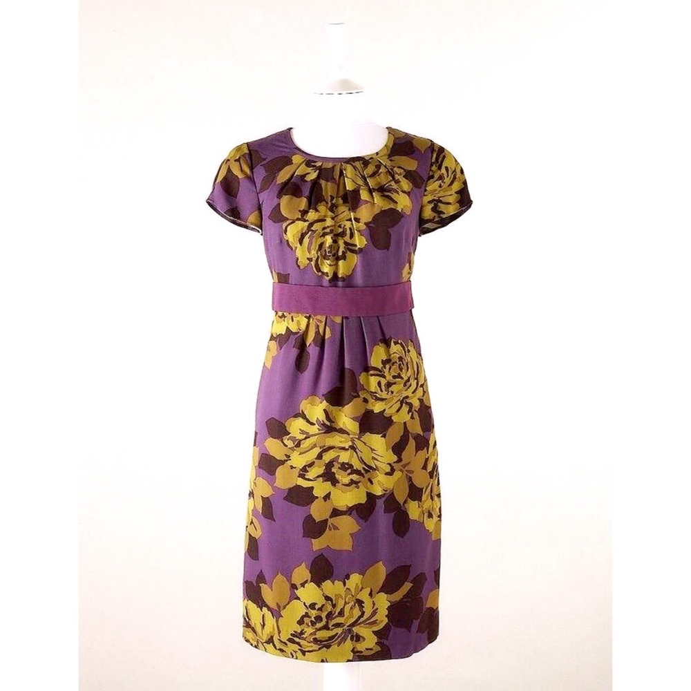 Boden Holland Park Purple Gold Rose Sheath Dress